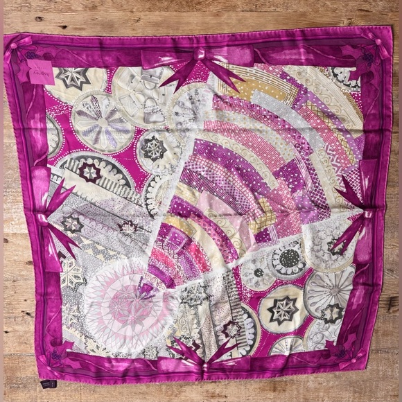 Asprey London Pink and White Silk Scarf - Picture 1 of 5